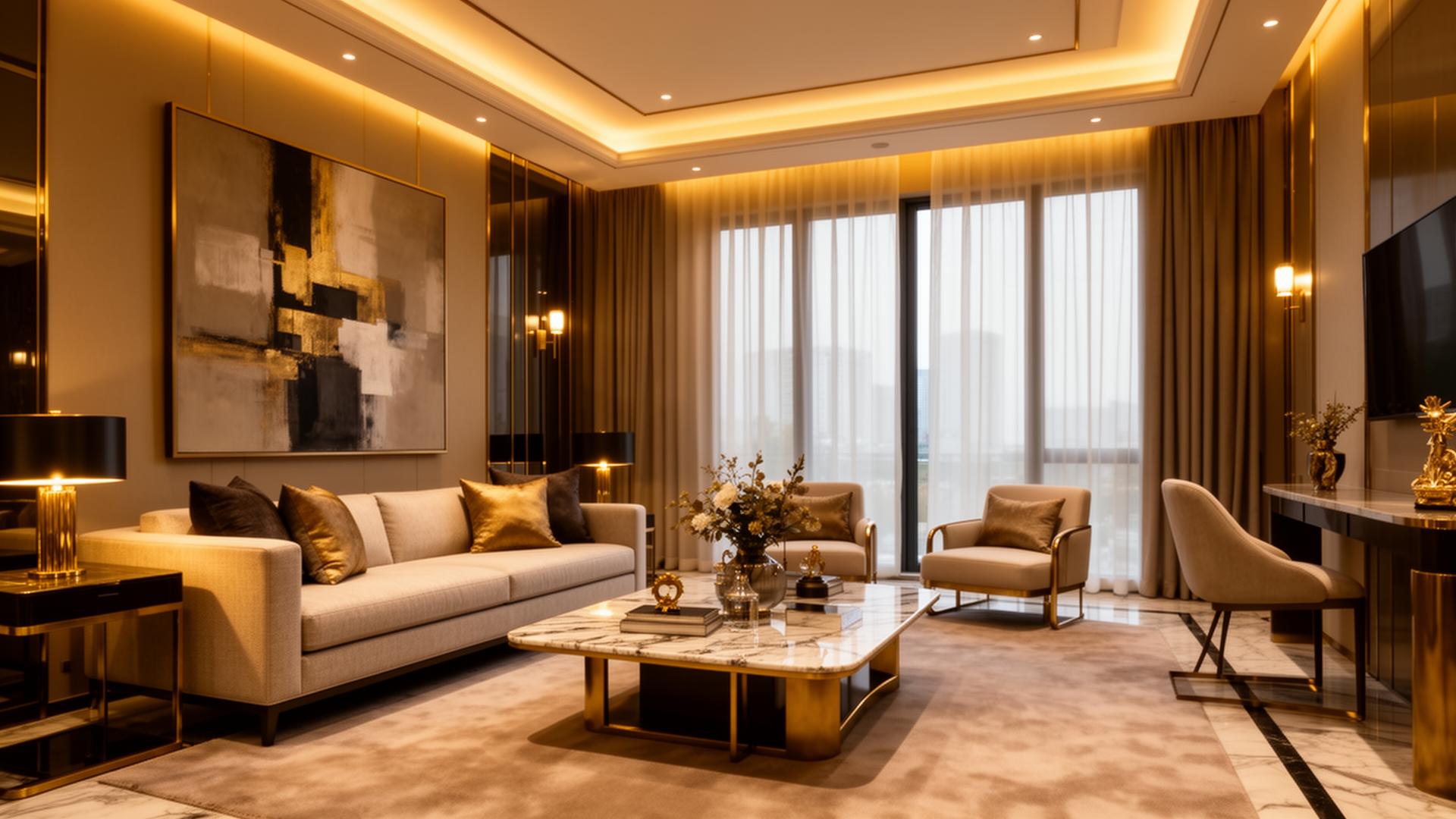 Luxury living room designed by Dé Crafterz